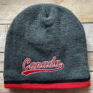 Stone Age Canada Knit Beanie Hat Red Gray Black